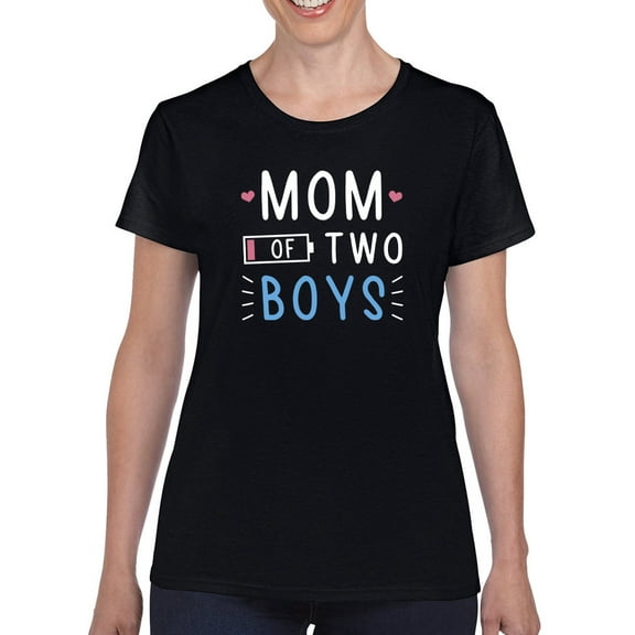 Mom Of Two Boys T-Shirt Women -Smartprints Designs, Female Small