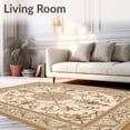 thumbnail image 2 of ODIKA 3'x5' Machine Washable Non-Slip Area Rug, Artistic Weathered Damask Graceful Luxurious Exquisite High Traffic Rug with Pad, Beige, 465889, 2 of 8