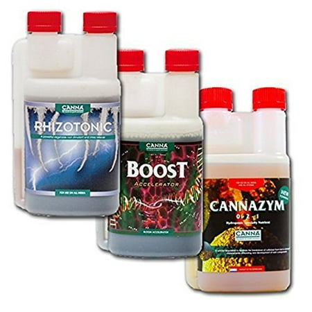 Canna Boost, Cannazym, Rhizotonic Plant Additives Hydroponic Nutrient Bundle (Best Organic Hydroponic Nutrients Cannabis)