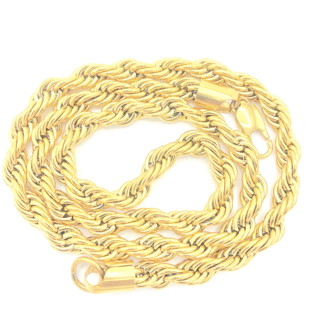 24K Rope Chain 7MM Diamond Cut Jewelry 