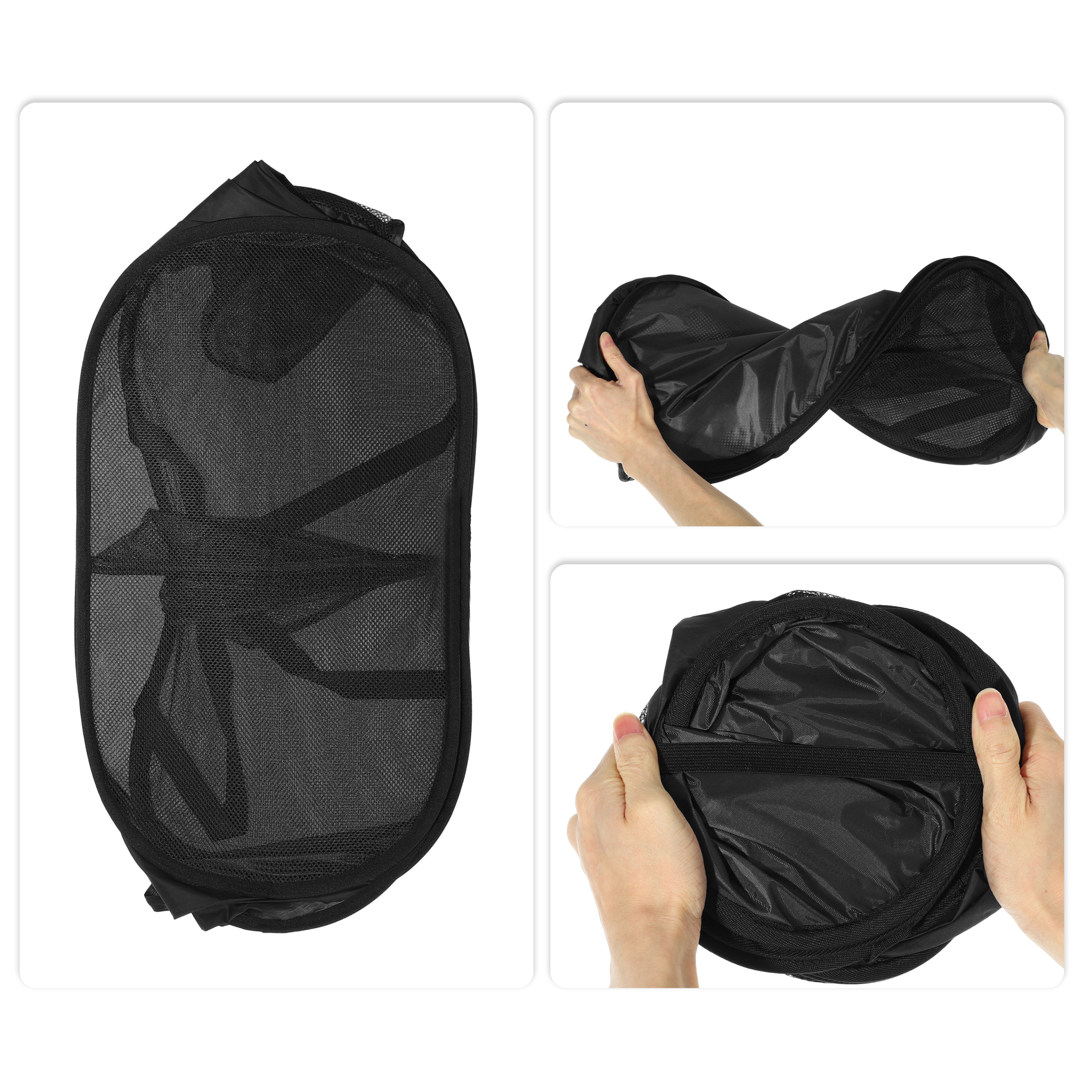 Unique Bargains Portable Hamper Basket for Bathroom 1 Pc Black-75L