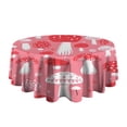 thumbnail image 5 of Red Mushroom Pattern Pink Pattern Round Tablecloth 60"x60",Wrinkle Wipeable Table Cloth for Kitchen Dining Room Picnic Patio Party, 5 of 6