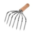 thumbnail image 5 of Garden Hand Rake Gardening Tool Claw Loosening Soil Lightweight Steel Cultivator Wood Handle Versatile Leaf Rake Soil Tiller for Lawn Plants Short Handle 7, 5 of 7