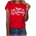 thumbnail image 2 of Nuoqisi T-Shirt à Col Rond Imprimé à Manches Courtes pour la Saint-Valentin pour Femmes, Haut à Motif Mignon pour Tenues Décontractées, T-Shirt Mode pour Dames, 2 of 7