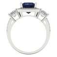 thumbnail image 4 of 3.005 ctw 3 Stone Anniversary Ring for Women | Princess Cut Simulated Blue Sapphire | Hyperallergenic Solid 14K White Gold, 4 of 5