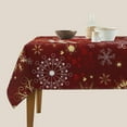thumbnail image 4 of Christmas Tablecloth 60x60 Inch Square Gold Love Heart Shape Red Snowflakes Tablecloths Fabric Farmhouse Xmas Winter Holiday Table Cloth Decorative for Picnic Party Home Indoor Outdoor, 4 of 5