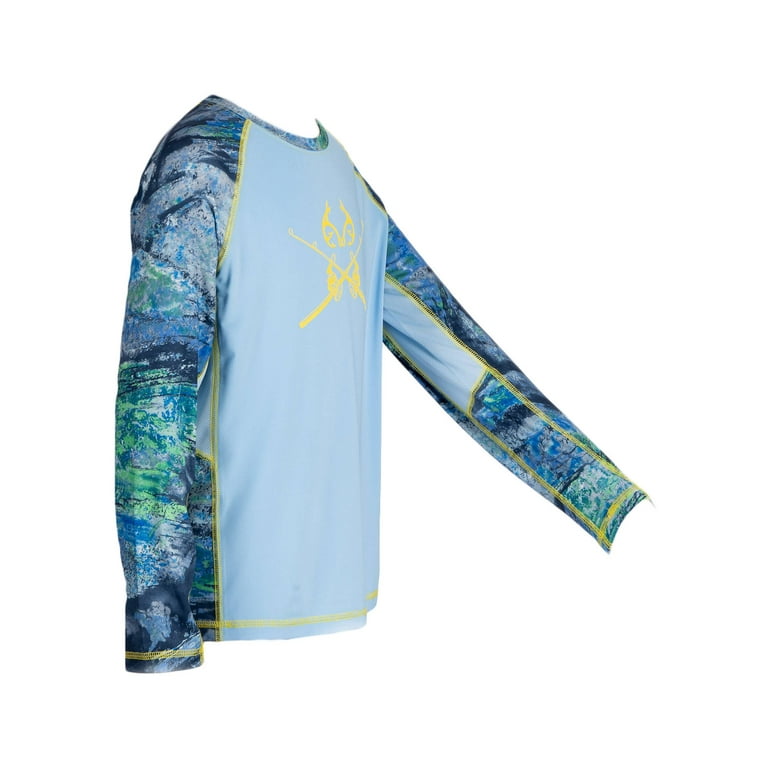 Realtree Kid's Long Sleeve Fishing Tee, Youth Performance Shirt in RT Aspect Windsurf, Sizes Xs-xl, Kids Unisex, Blue