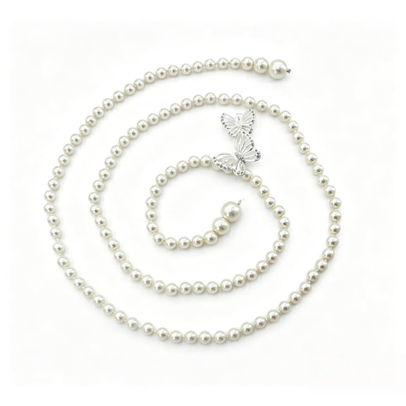 Pearl Belt White Chain Belt Adjustable Dresses Plus Size Women Waist Jewelry Accessories