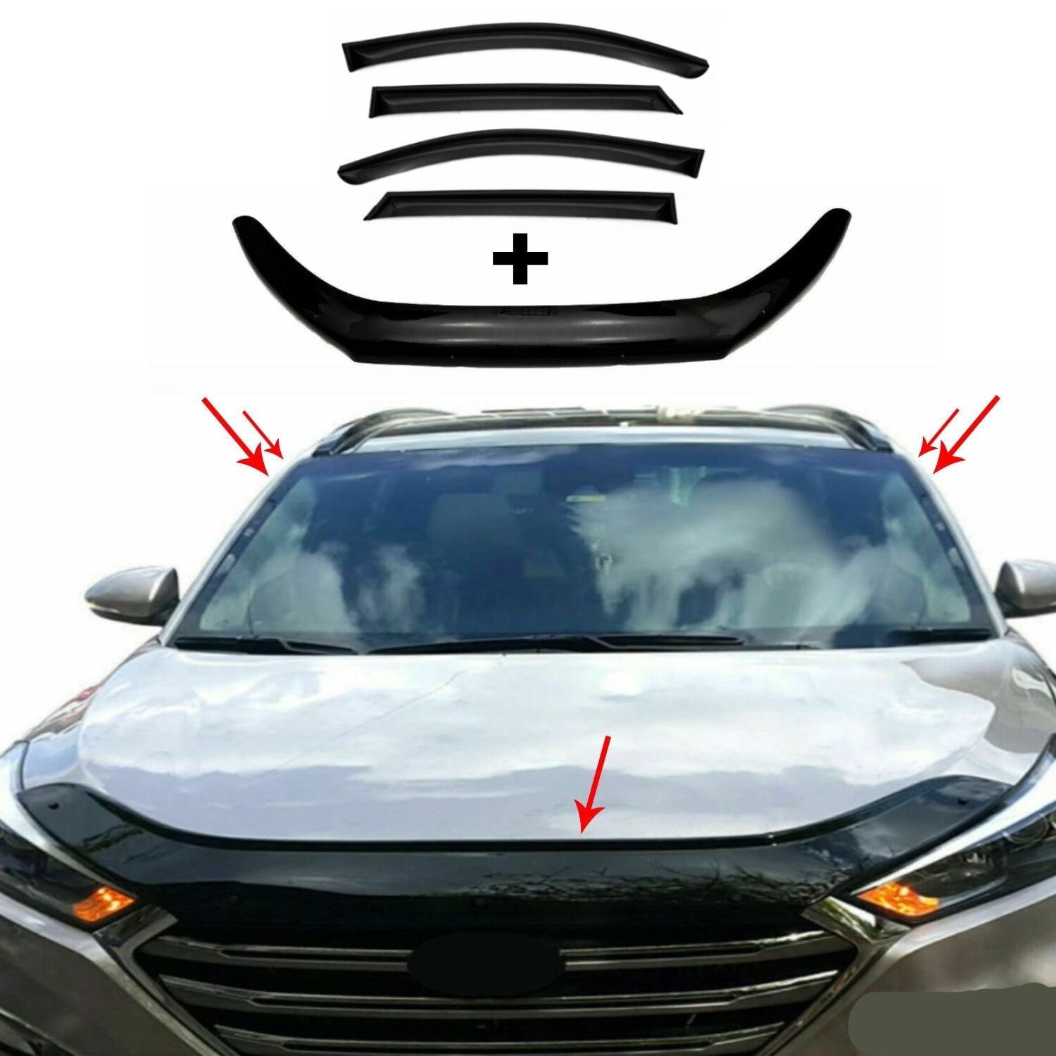 Fits Hyundai Tucson 20162018 Front Bug Shield Hood Deflector & Wind