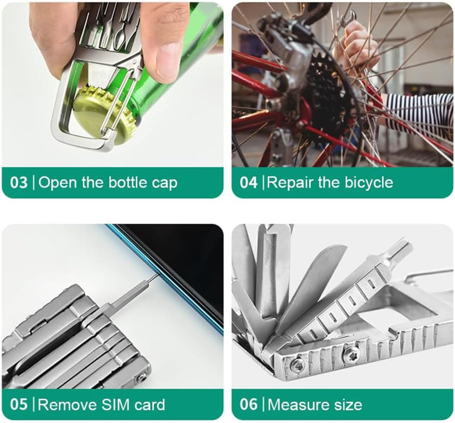 ABCISI 12 in 1 Mini Multi Tool, Portable Keychain Multitool Hardware Bit with Bottle Opener&Phone Holder&Screwdriver for Daily Maintenance, Compact Pocket Size for Outdoors Camping Hiking Cycling