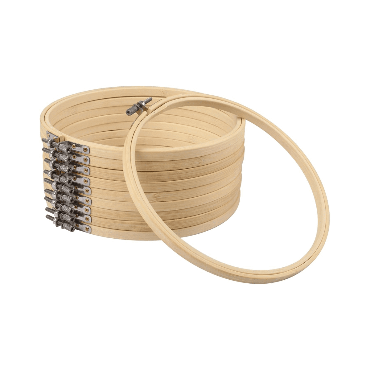 15PCS Bamboo Embroidery Hoops Set, 12 Inch Embroidery Hoop Adjustable in Bulk for Needlework, Sewing and Crafts