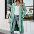 thumbnail image 3 of Manteau d'Automne Hiver pour Femmes Ample Ouvert Manteau à Manches Longues Tricoté Col Rond Trench Chaud Mi-Long Cardigan Couleur Unie Mode Manteau Extérieur, 3 of 5