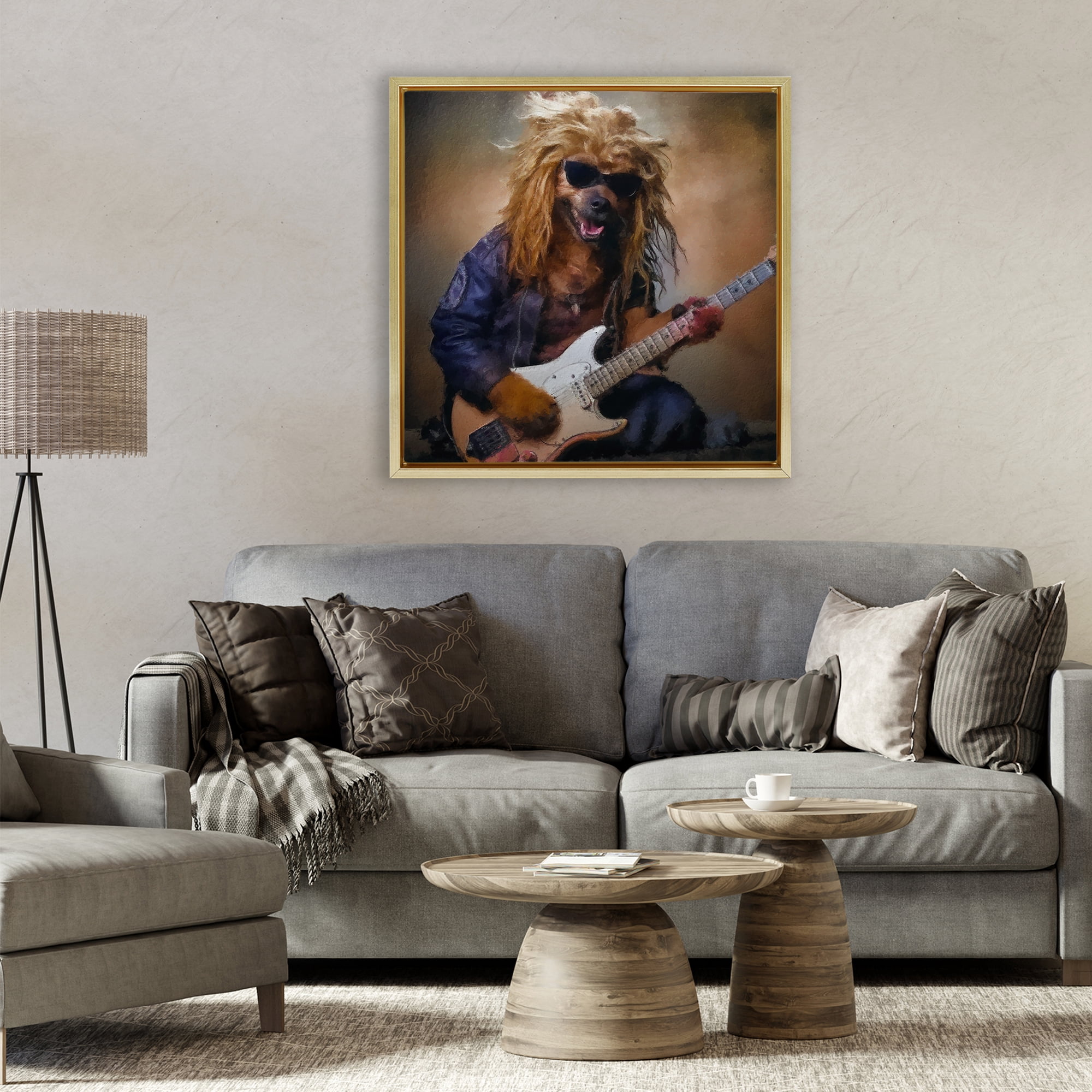 Musician Canine Clark Gold Framed Floater Canvas Wall Art, design by Sean Parnell
