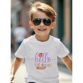 thumbnail image 1 of Kids' Back-to-School T-Shirt - Black with Colorful Hello Preschool Graphic, First Day of School outfit, Round Neck Tee for Boys & Girls - Vibrant Graphic Tee, Comfortable Children's Wear, 1 of 7