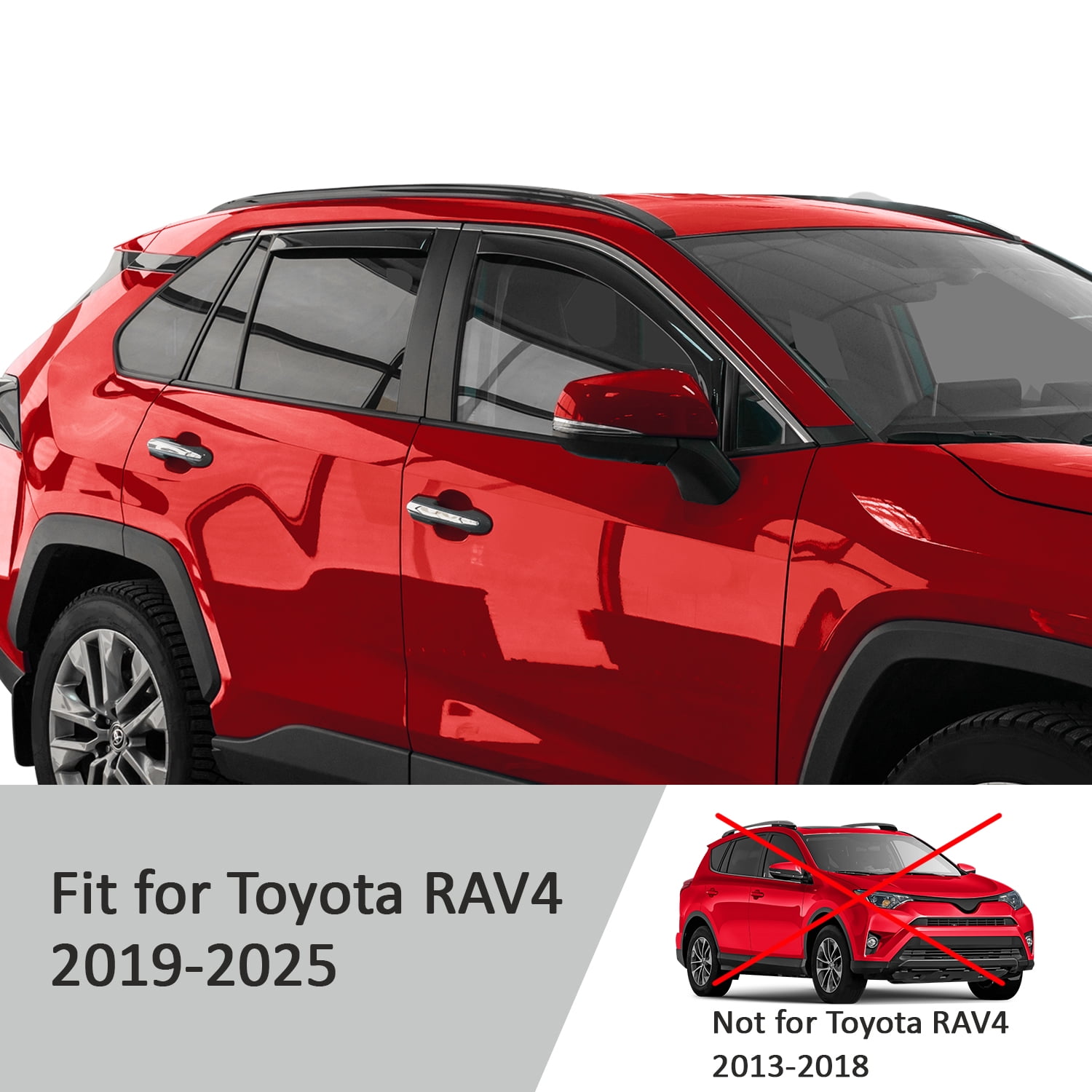 Voron Glass In-Channel Extra Durable Rain Guards for Toyota RAV4 2019-2025, Window Deflectors, Vent Window Visors, 4 Pieces - 200555