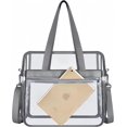 thumbnail image 6 of Heavy Duty Stadium Approved Clear Shoulder Tote Bag, Large Transparent Travel Storage Bag for Sports Events, Office Work & Daily School Use, Gray, 6 of 6