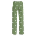 thumbnail image 4 of Otvok Women Polka Dot Print Pants Elastic Waist Draw Rope Pocket Full Length Pants, 4 of 6