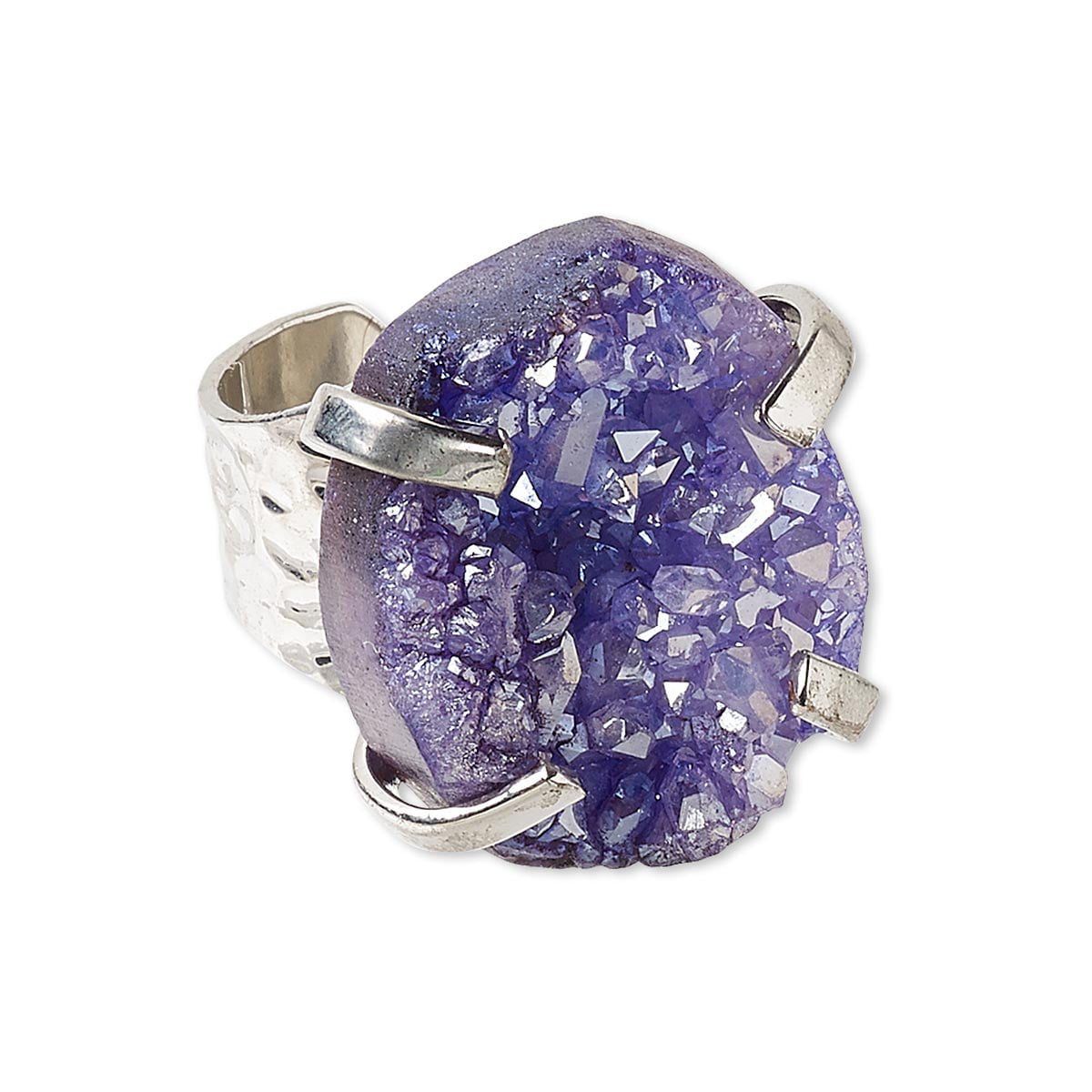 Purple Amethyst Druzy Gemstone Pendant Boho Pendant Electroplated Brass Pendant Necklace Jewelry Silver Plating Jewelry Making