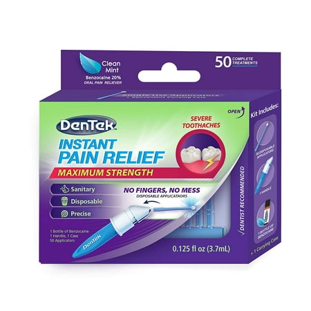 Instant Oral Pain Relief Maximum Strength Kit for Toothaches | 50 Treatments, 1-Pack. Each pack includes one bottle of Benzocaine (20%), 50-Count.., By