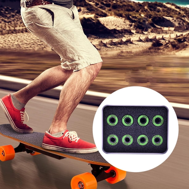 8 piezas de cojinetes de skate premium, piezas de reparación Abec de material acero con caja de almacenamiento de hierro de repuesto para ruedas de patines Verde DYNWAVEMX Rodamientos para patinetas