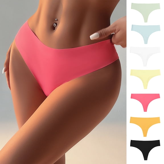 Women's Seamless Thong Panties, Plus Size Invisible G-String, Breathable Low Waist Sports Underwear