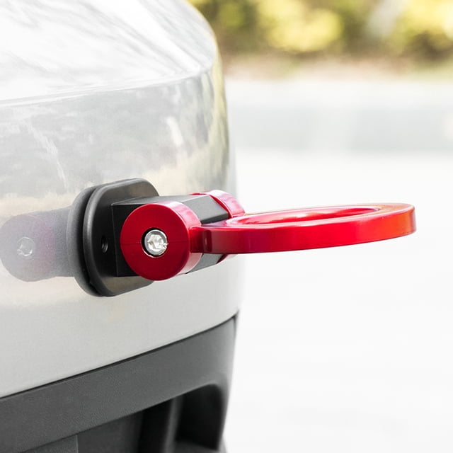 Barras de remolque de anillo redondo de tracción adhesiva modificada para coche, decoración de gancho de remolque (rojo)