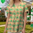 thumbnail image 5 of felwors St Patricks Day Scrub Tops for Women Short Sleeve V Neck Scrubs Lucky Shamrock Print Plus Size Medical Uniform Shirts (Orange, L), 5 of 5