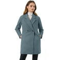 thumbnail image 1 of INSPIRE CHIC Women's Double Breasted Lapel Raglan Long Sleeve Mid Length Overcoat, 1 of 7