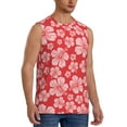 thumbnail image 2 of Fotbe Men's Red Hibiscus Flower Print Men's Sleeveless Muscle Tank Tops Casual T-Shirts for Gym Workout Beach-Small, 2 of 8