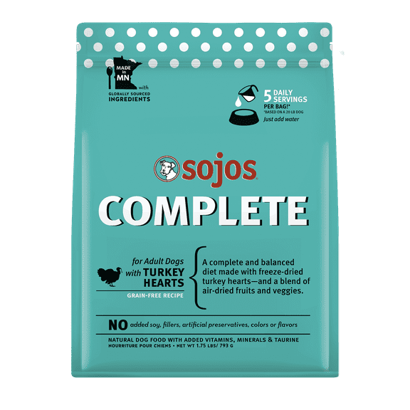 Sojos Complete Turkey Recipe Adult Grain-Free Freeze-Dried Raw Dog Food, 1.75 Pound Bag