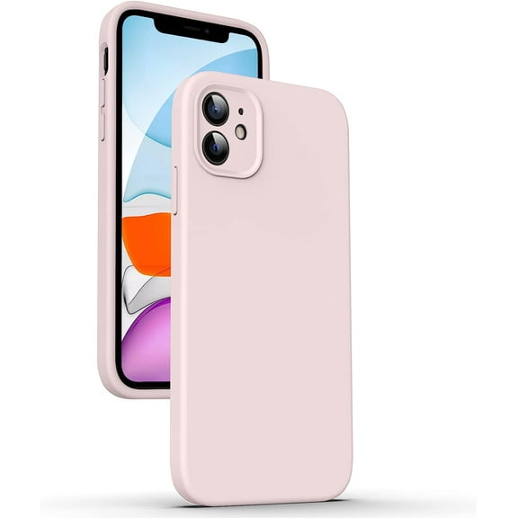 Liquid Silicone Case for iPhone 11, [Flat Edge Design] [Camera Protection] [Anti Fingerprint] 4 Layers Protect Scratch Proof Anti Drop Microfiber Phone Cover, 6.1", Pink