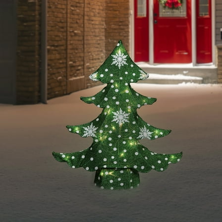 3D Lighted Christmas Tree Outdoor Decoration - 20" - Green and White - Clear Lights