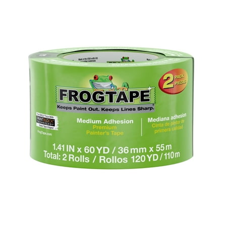 FrogTape 1.41 in. x 60 yd. Green Multi-Surface Painter's Tape, 2 Rolls, 120 Yards Total