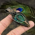 thumbnail image 4 of Natural Tibetan Turquoise Gemstone Copper Wire Wrap Gift Pendant 3.07", 4 of 5
