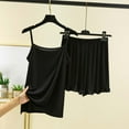 thumbnail image 2 of Jinhomg Lounge Sets for Women 2 Piece Cute Summer Pajamas Casual Comfy Spaghetti Strap Camisole with Ruffle Hem Shorts Lightweight Home Sleepwear Black XL, 2 of 4