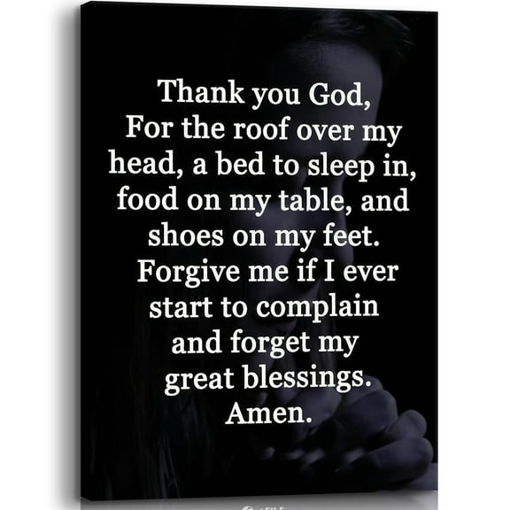Thank God Wall Art Christian Wall Decor Inspirational Bible Verse Canvas Poster Religious Motivational Picture Print for Bedroom Living Room Prayer Room Home
