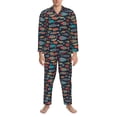 thumbnail image 3 of Yiaed Colorful Fish Print Men’s Pajamas Set - Long Sleeve Button Down Sleep Shirt and Pajama Bottoms Sleepwear Set Mens Pjs Sets Men's Pajama Bottoms-XX-Large, 3 of 7