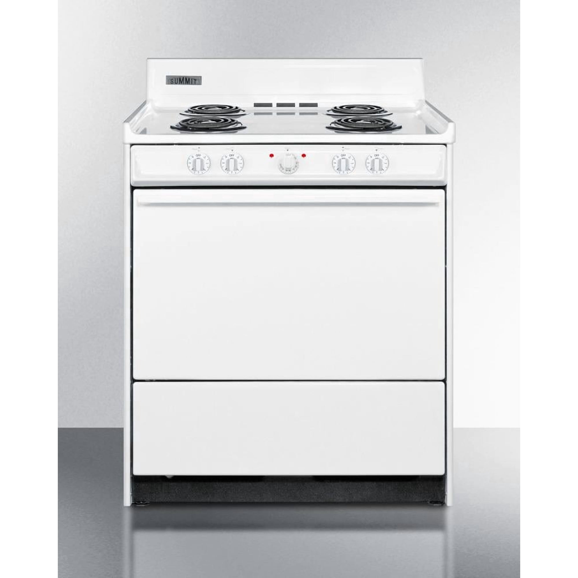 WEM210 30 Freestanding Electric Range with 4 Burners 3.69 Cu. Ft. Capacity Manual Clean Storage Drawer Broiler in Oven & Porcelain oven in White"