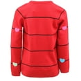 thumbnail image 4 of Cyndeelee Girls Long Sleeve Knit Pullover Christmas Sweater Crewneck Holiday Sweater Shirt (Red with Multi Hearts, 6X), 4 of 5
