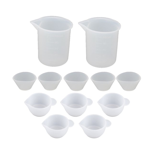 12 Pcs/Set Resin Silicone Mixing Measuring Cup 100ml 20ml 10ml For UV Resin Mold DIY Resin Casting Jewelry Making Tools Kit Resin Supplies ,Easy to Clean