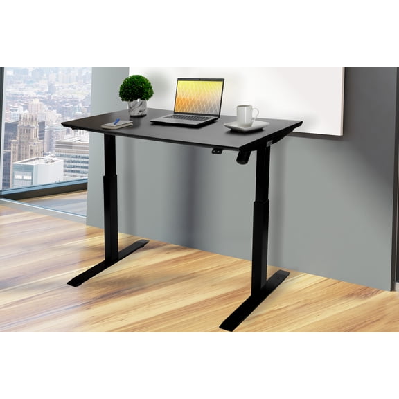 Seville Classics Airlift 47" S2 Electric Height Adjustable Standing Desk Home & Office, Black/Black