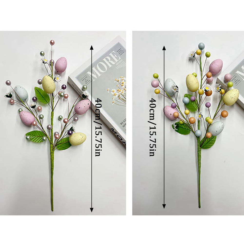 Artificial Easter Egg Berry Stems DIY Easter Rustic Easter Decorations for Easter Home Decor and Flower Arrangement F 3PCS