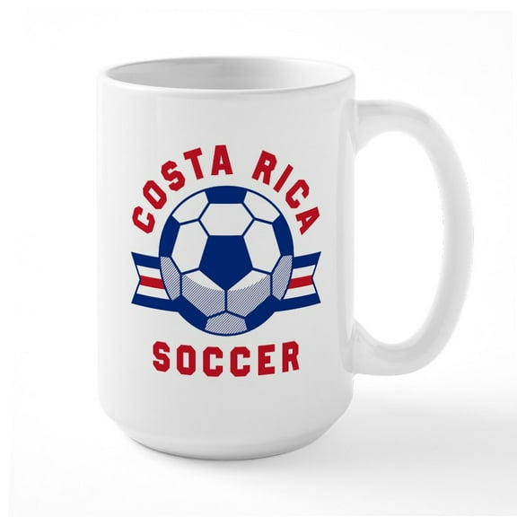 CafePress - Costa Rica Soccer Mugs - 15 oz Ceramic Large White Novelty Mug