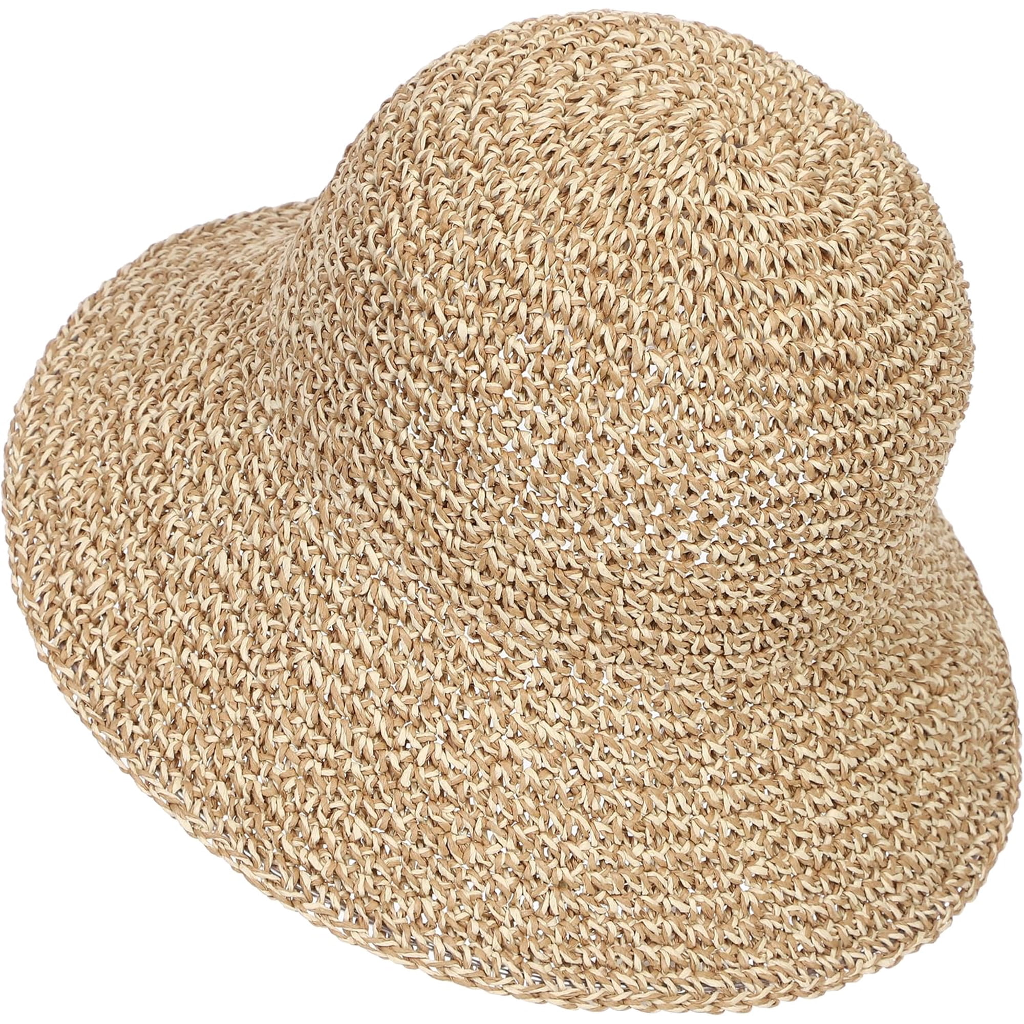 Handmade Crochet Straw Bucket Hat UPF 50+ Foldable Travel Sun Hat Floppy Straw Sun Hat for Womens Foldable Packable Wide Brim  main image 3