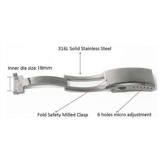 HOT! Watch Buckle Fold Milled Clasp Replacement Stainless Steel Watchband , 18Mm