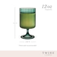 thumbnail image 3 of Twine Malachite Stemmed Optic Goblet Tumblers, Vintage Ribbed Drinking Glasses for Cocktails, Wine, Juice, Iced Coffee, Elegant Glassware, Home Bar Accessories, 12 oz, Set of 2, Green, 3 of 4