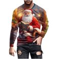 thumbnail image 3 of UVEASISHA Rabais de 50 % Offres Aujourd'hui Grande Taille T-Shirts de Noël pour Hommes Nouveauté Xmas Imprimé Manches Longues T-Shirts Graphiques Coupe Ajustée Col Rond Chandail d'Entraînement Drôle Cadeaux des Fêtes Rouge 3TG, 3 of 6