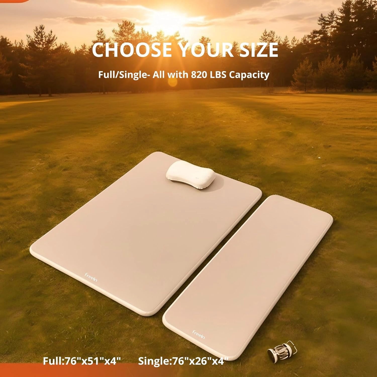4 Inch Drop  Camping Sleeping Pad Inflatable  Mattress with Firm Support Fast Inflation Portable Tent Bed