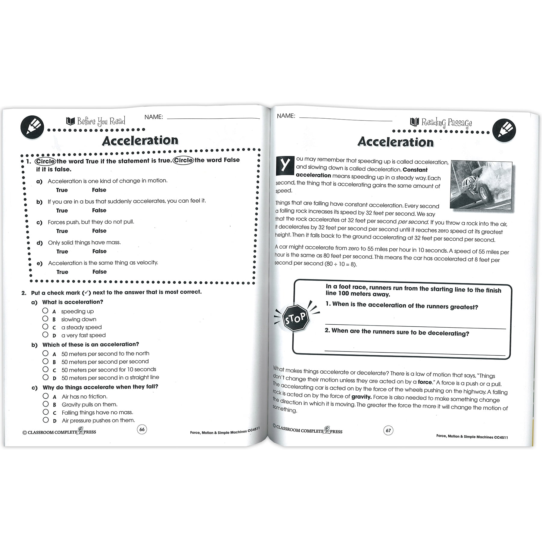 Force, Motion & Simple Machines, Grades 5-8: Reading Levels 3-4 (Paperback) by George Graybill
