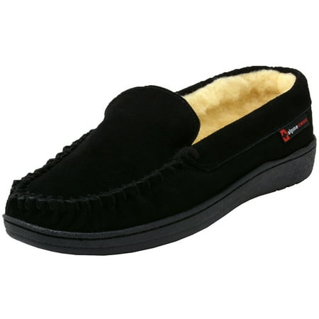 Alpine Swiss Yukon Mens Suede Shearling Moccasin Slippers Moc Toe Slip On